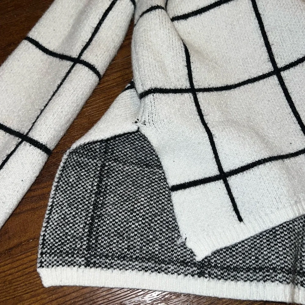 Ecowish White & Black Striped Turtleneck Long Sleeve Relaxed Fit Sweater Size L - Picture 5 of 9